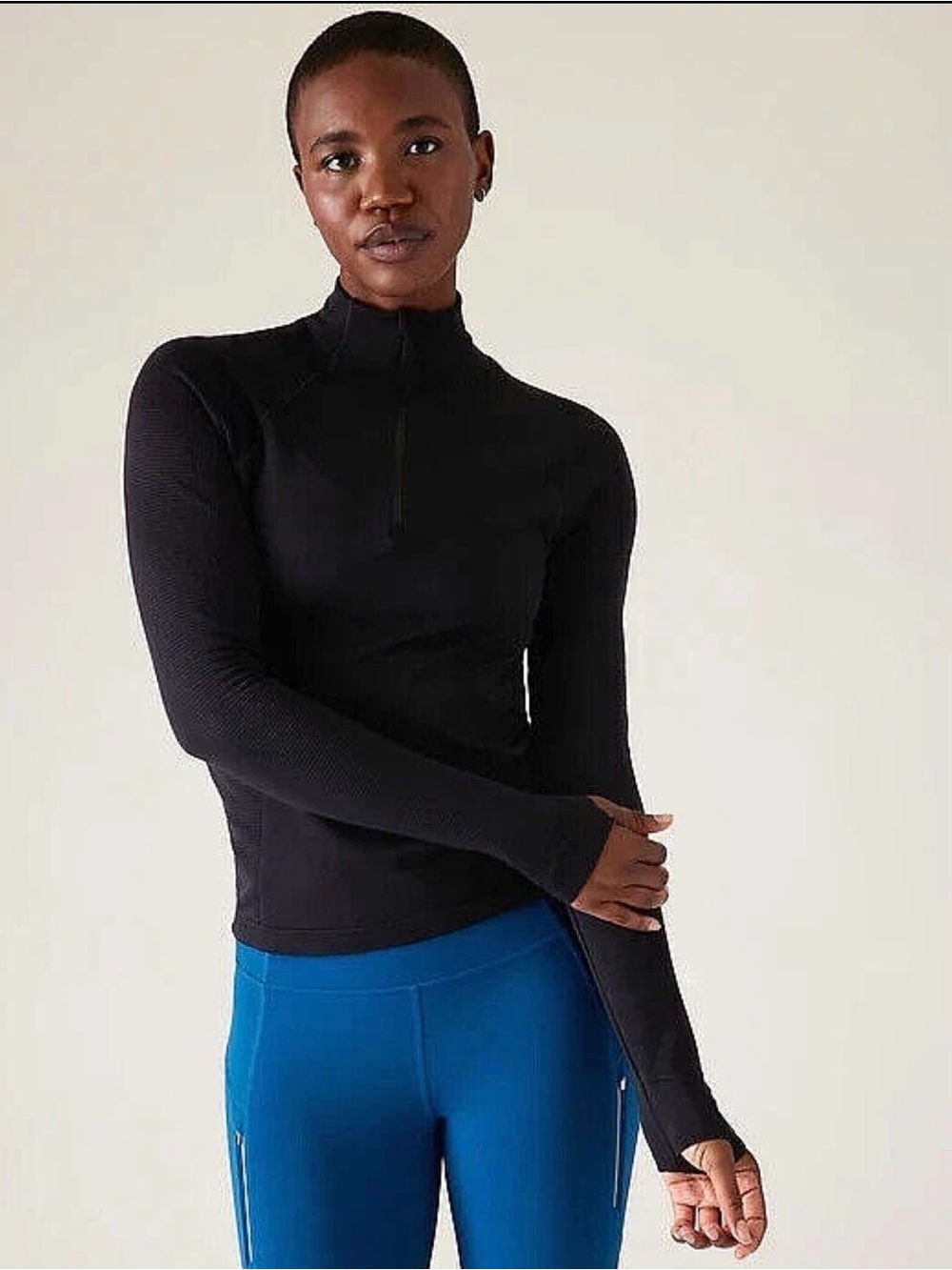 NWT! Athleta Black Long-Sleeve Half-Zip